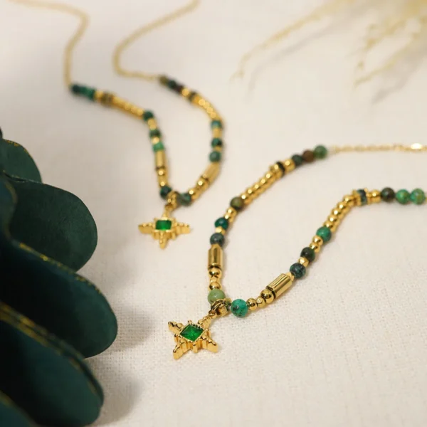 WILD & FREE Boho Green Zircon Pendant | 18K Gold Jewelry - Image 3