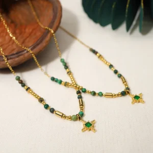 WILD & FREE Boho Green Zircon Pendant | 18K Gold Jewelry