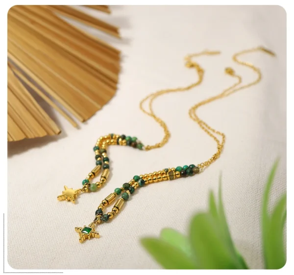 WILD & FREE Boho Green Zircon Pendant | 18K Gold Jewelry - Image 8