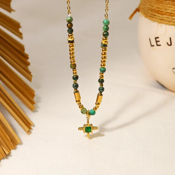 WILD & FREE Boho Green Zircon Pendant | 18K Gold Jewelry - Image 5