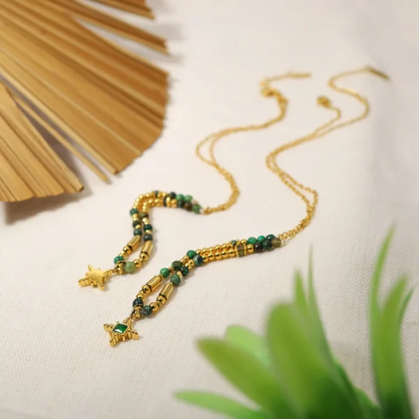 WILD & FREE Boho Green Zircon Pendant | 18K Gold Jewelry - Image 4